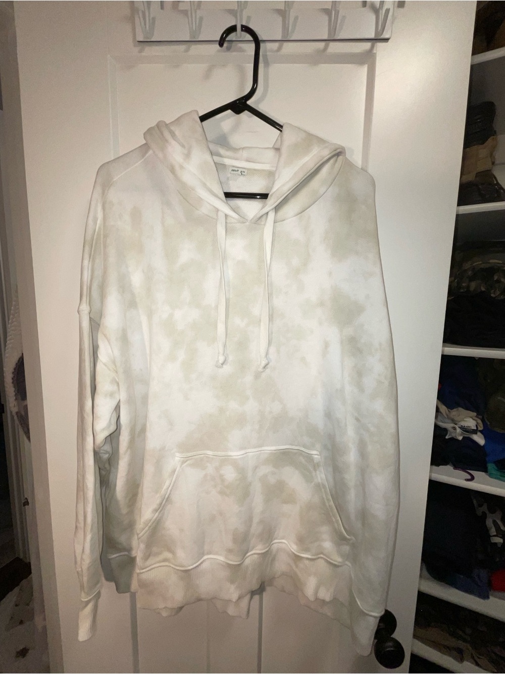American Eagle Tie-Dye Hooded Sweatshirt - Light Beige/White